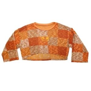 Orange Boys Lie Checkered Long Sleeve Sweater